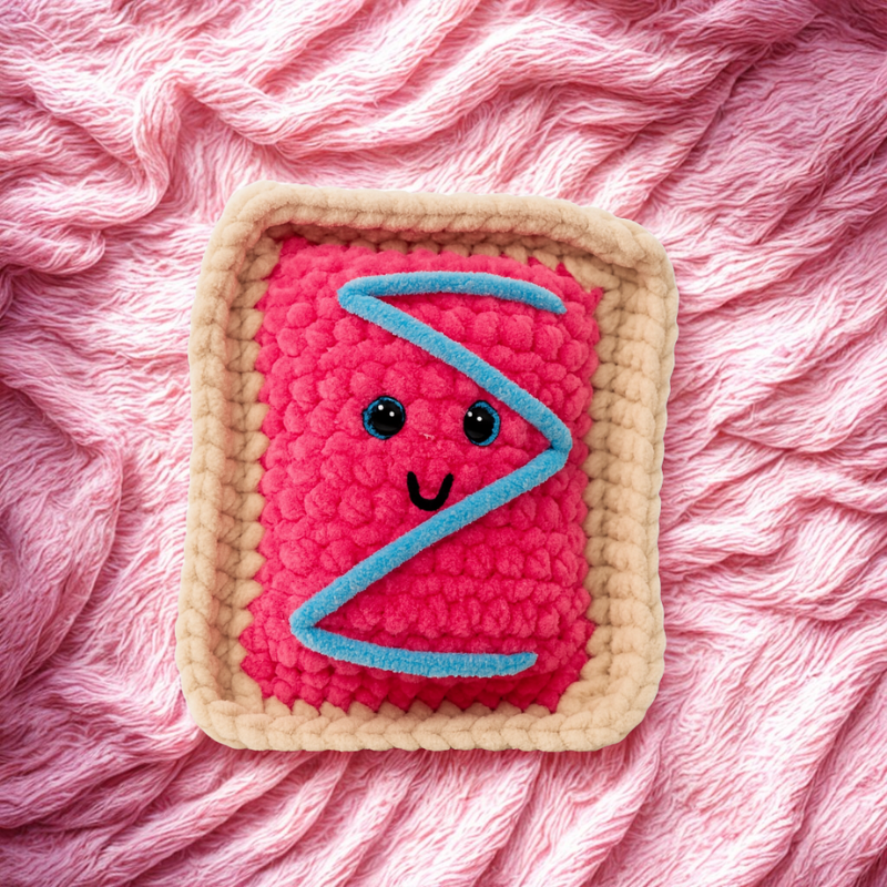 Strawberry Snuggle Tart - Handmade Crocheted Strawberry Plushie