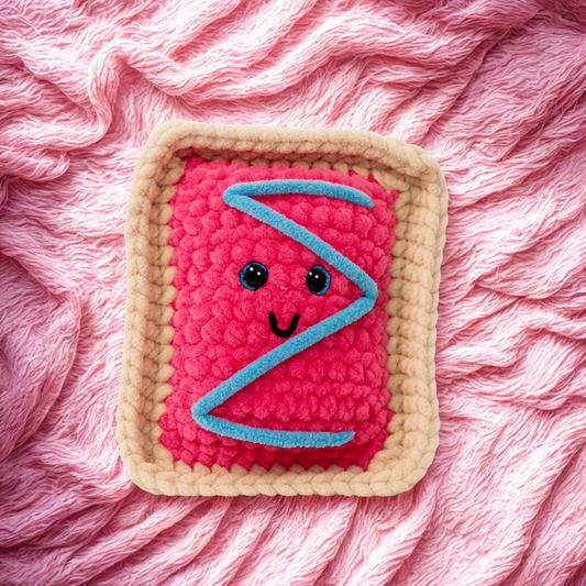 Strawberry Snuggle Tart - Handmade Crocheted Strawberry Plushie