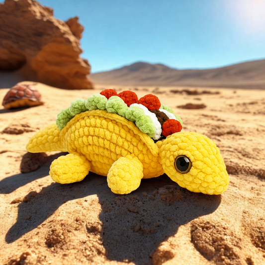 Tacosaurus - Handmade Crocheted Taco Dinosaur Plushie